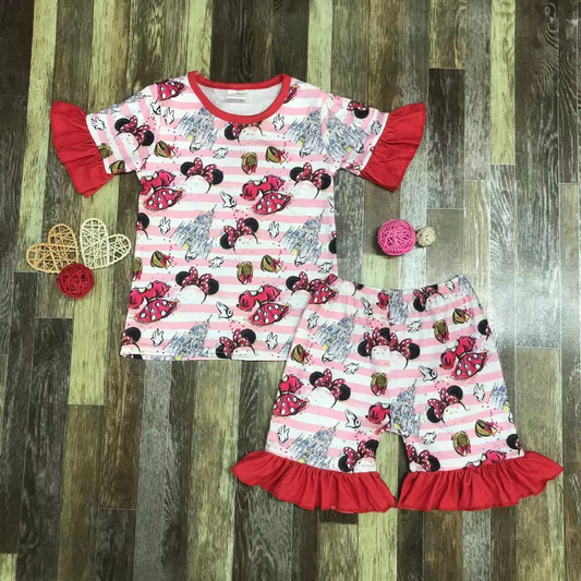 Mouse Red Striped Short Set