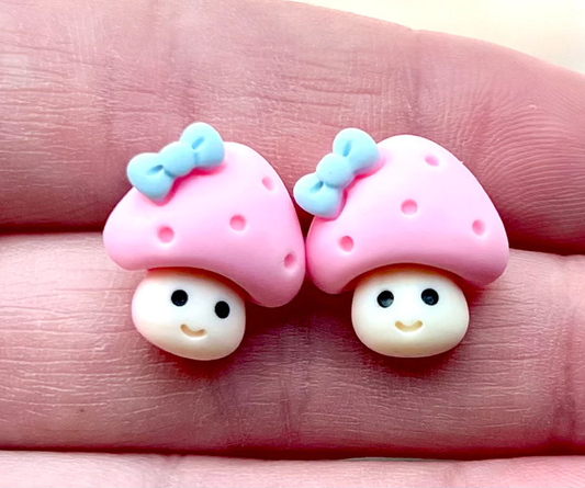 Pink Mushroom Resin Stud Earrings