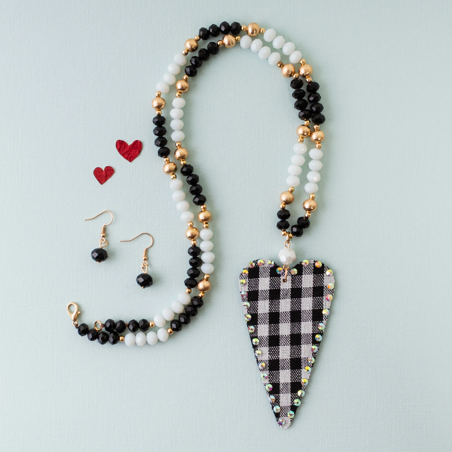 Heart Necklace - Black & White