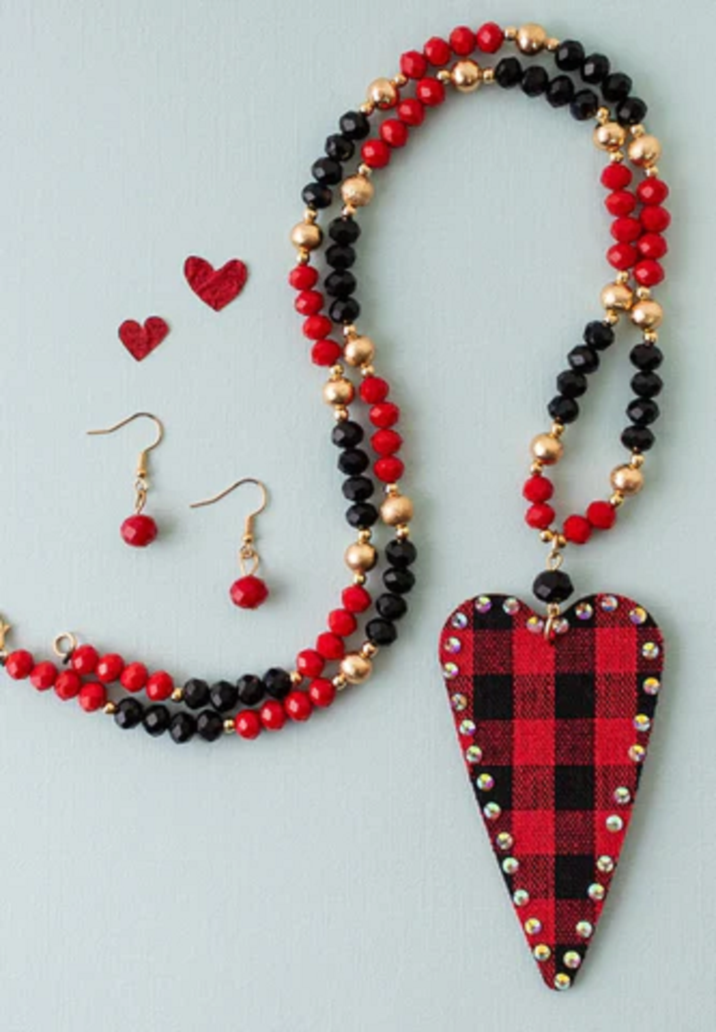 Heart Necklace Red & Black