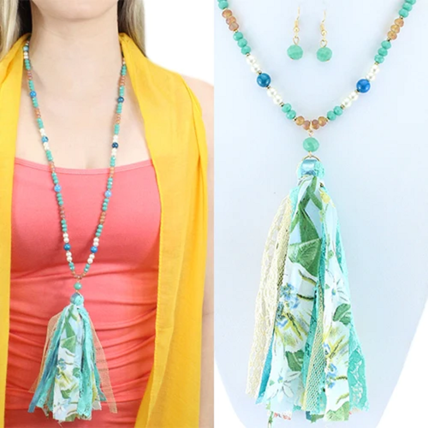 Turquoise Tassel Necklack