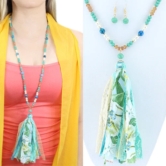 Turquoise Tassel Necklack