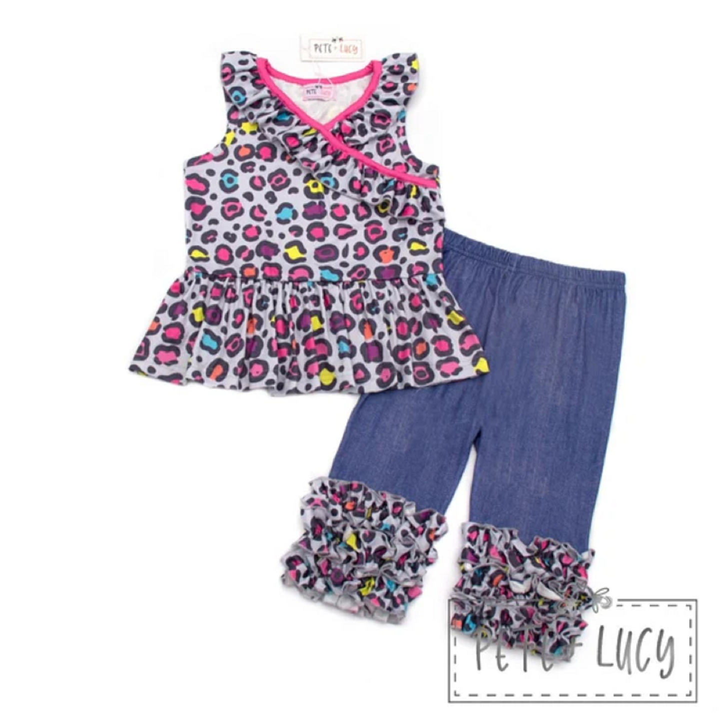 Pete + Lucy Neon Leopard Short Sleeve Set