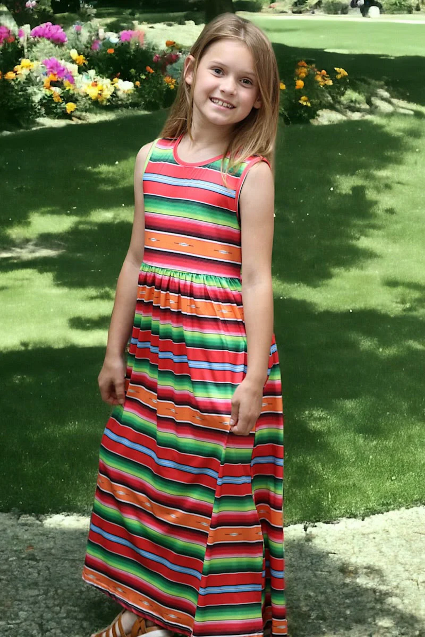 Orange & Red Serape Printed Maxi Dress