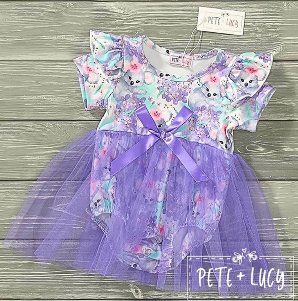 Pete + Lucy Blooming Koala Tulle Romper