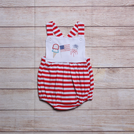 Patriotic Girls USA Fourth of July Sleeveless Romper 3T