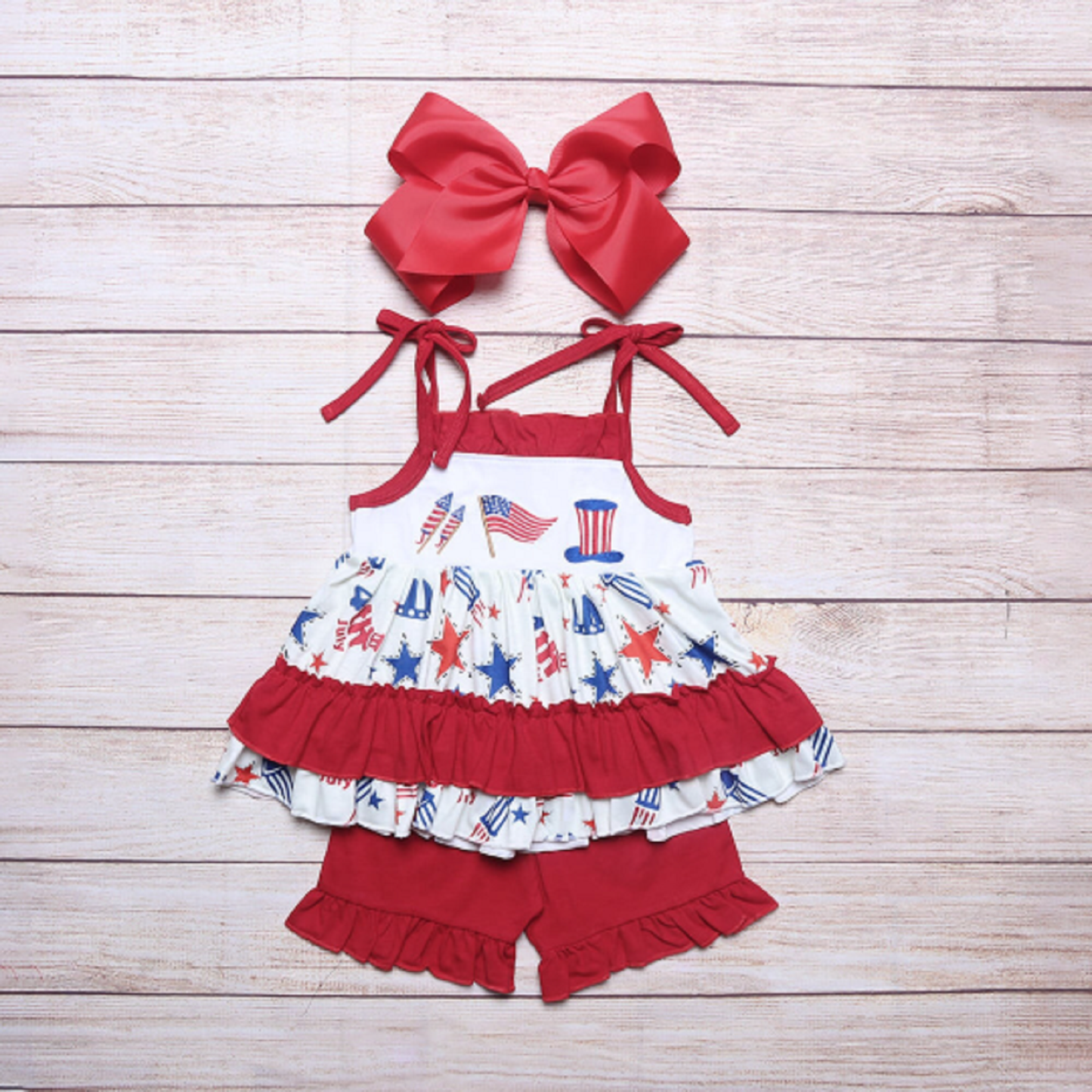 Girls Sleeveless Patriotic Short Set