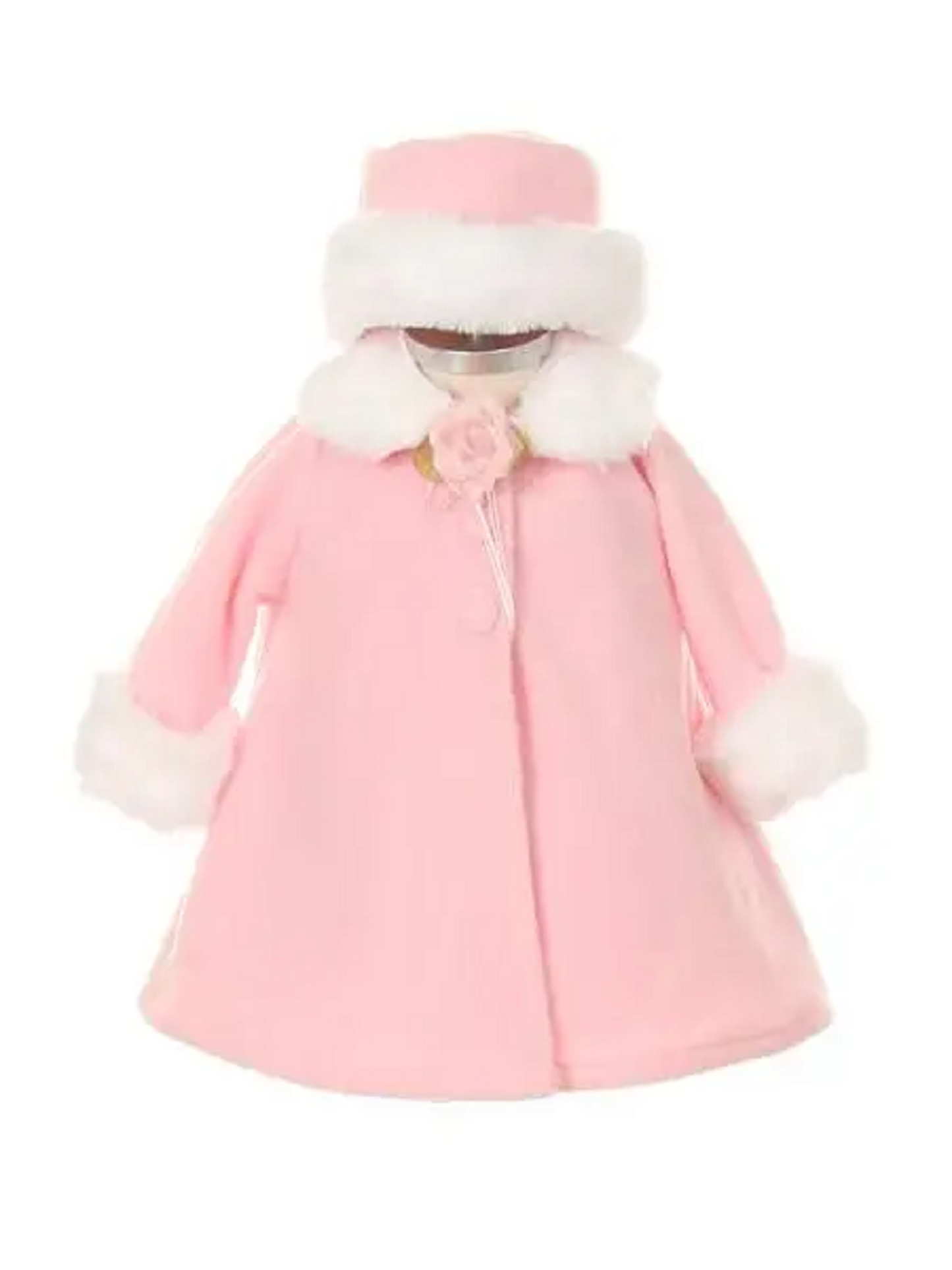 Girls Pink Fleece Cape Style Jacket with Hat