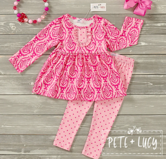 Pete + Lucy Pink Moroccan Pant Set