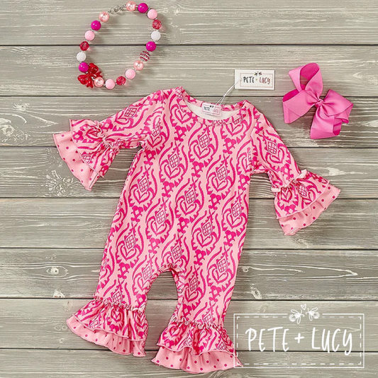 Pete + Lucy Pink Moroccan Romper