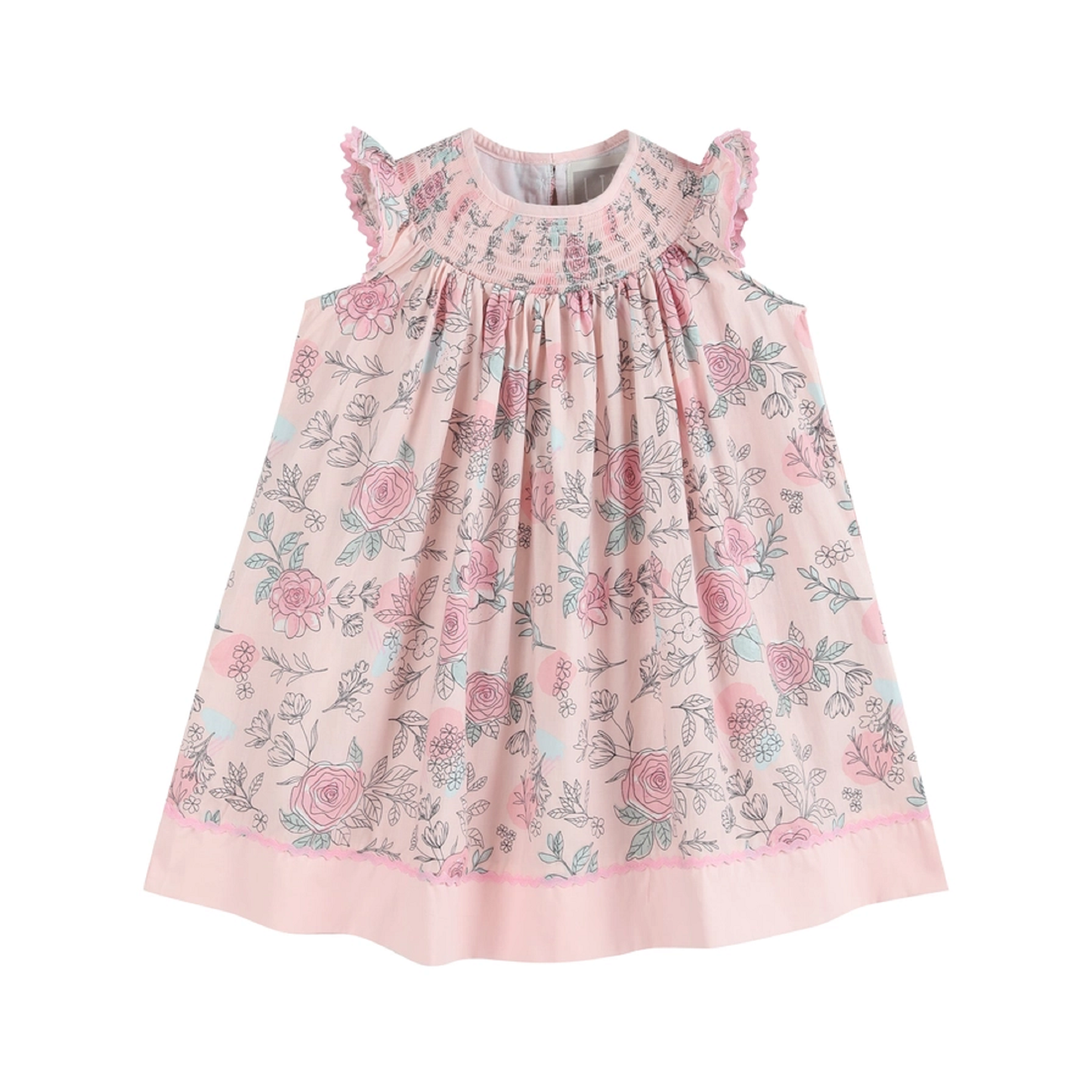 Lil Cactus Pink Rose Smocked Bishop Dress