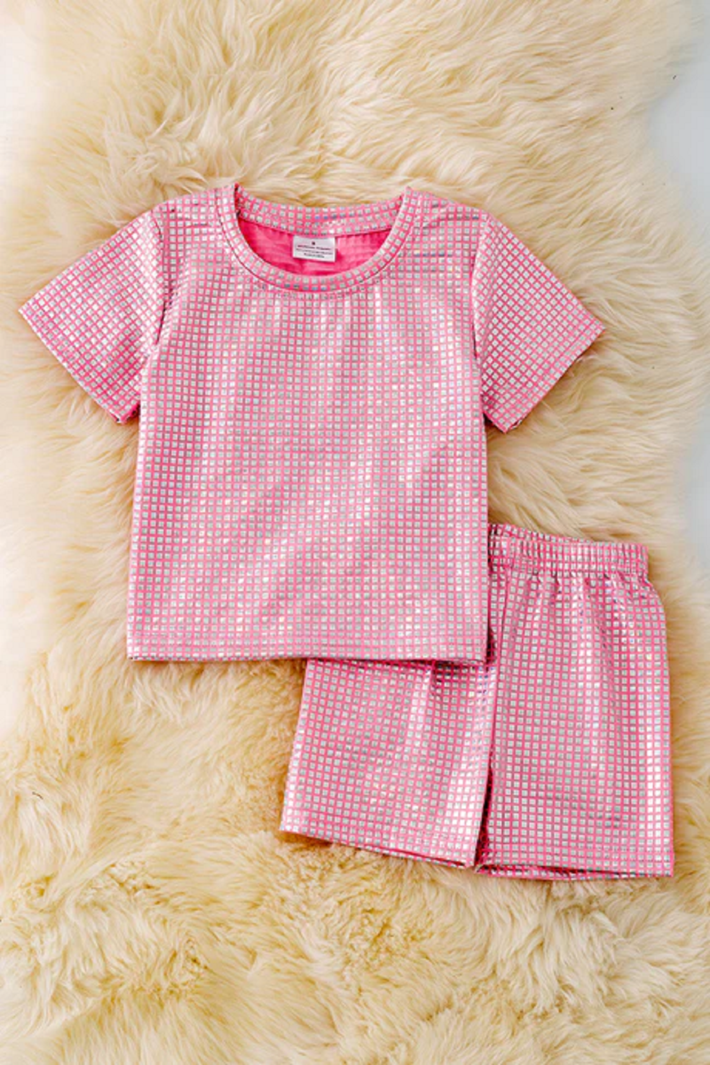 Light Pink Sparkly Short Set