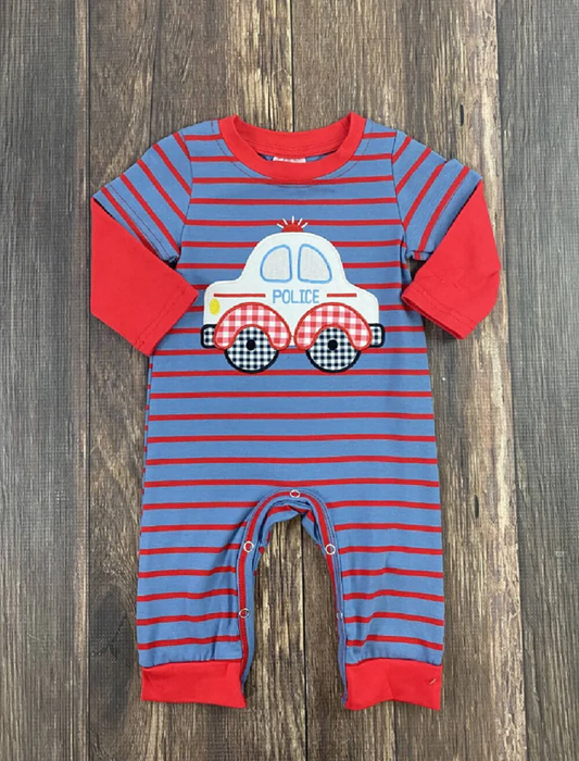 Red Stripe Police Car Romper