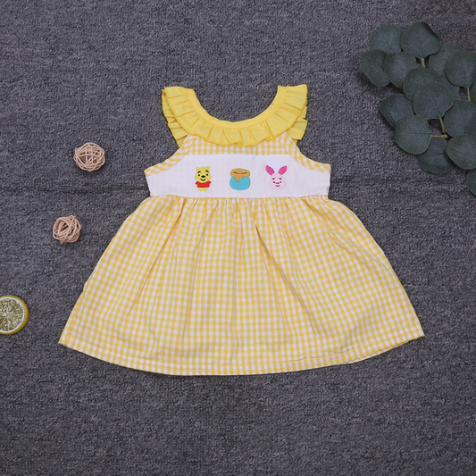 Sunny Yellow Gingham Short Sleeve Dress