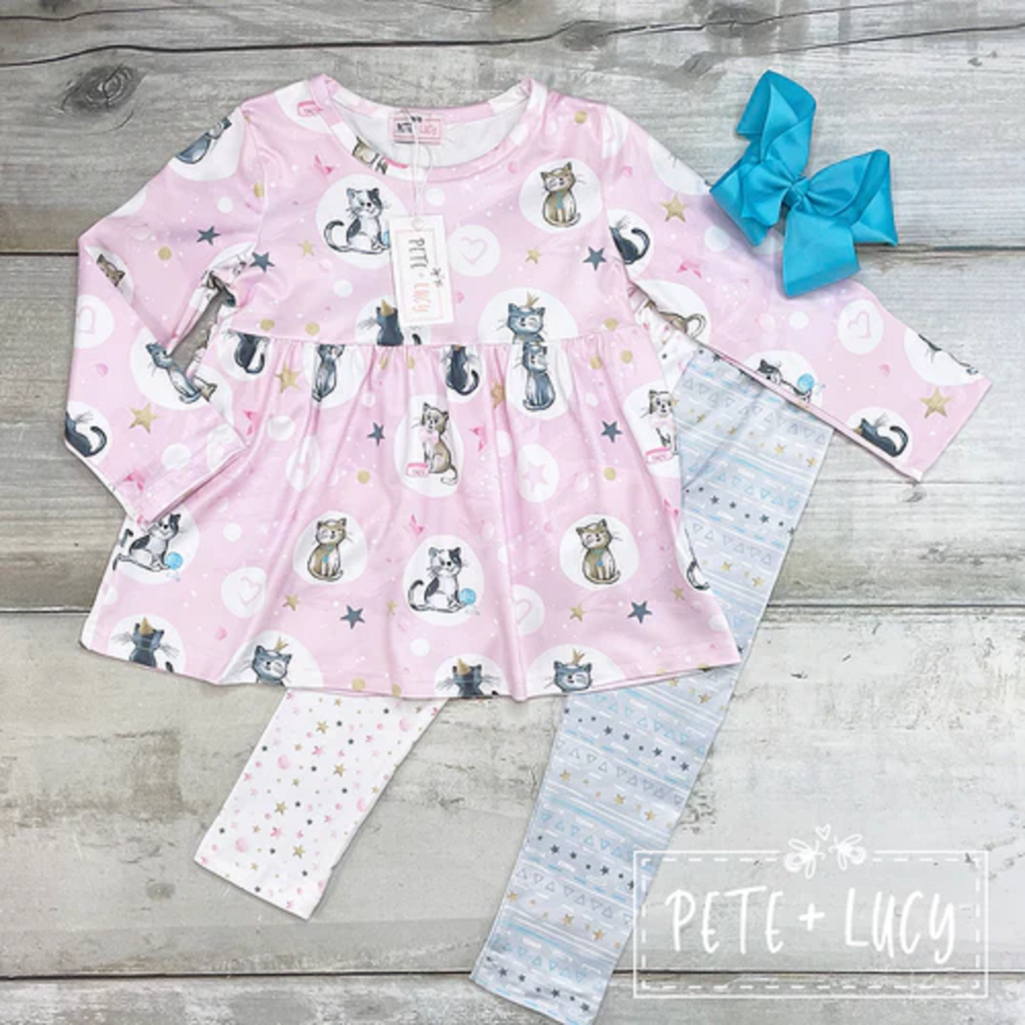 Pete + Lucy Pretty Kitties Pant Set