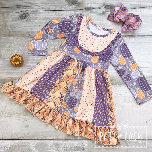 Pete + Lucy Purple Pumpkin Long Sleeve Dress