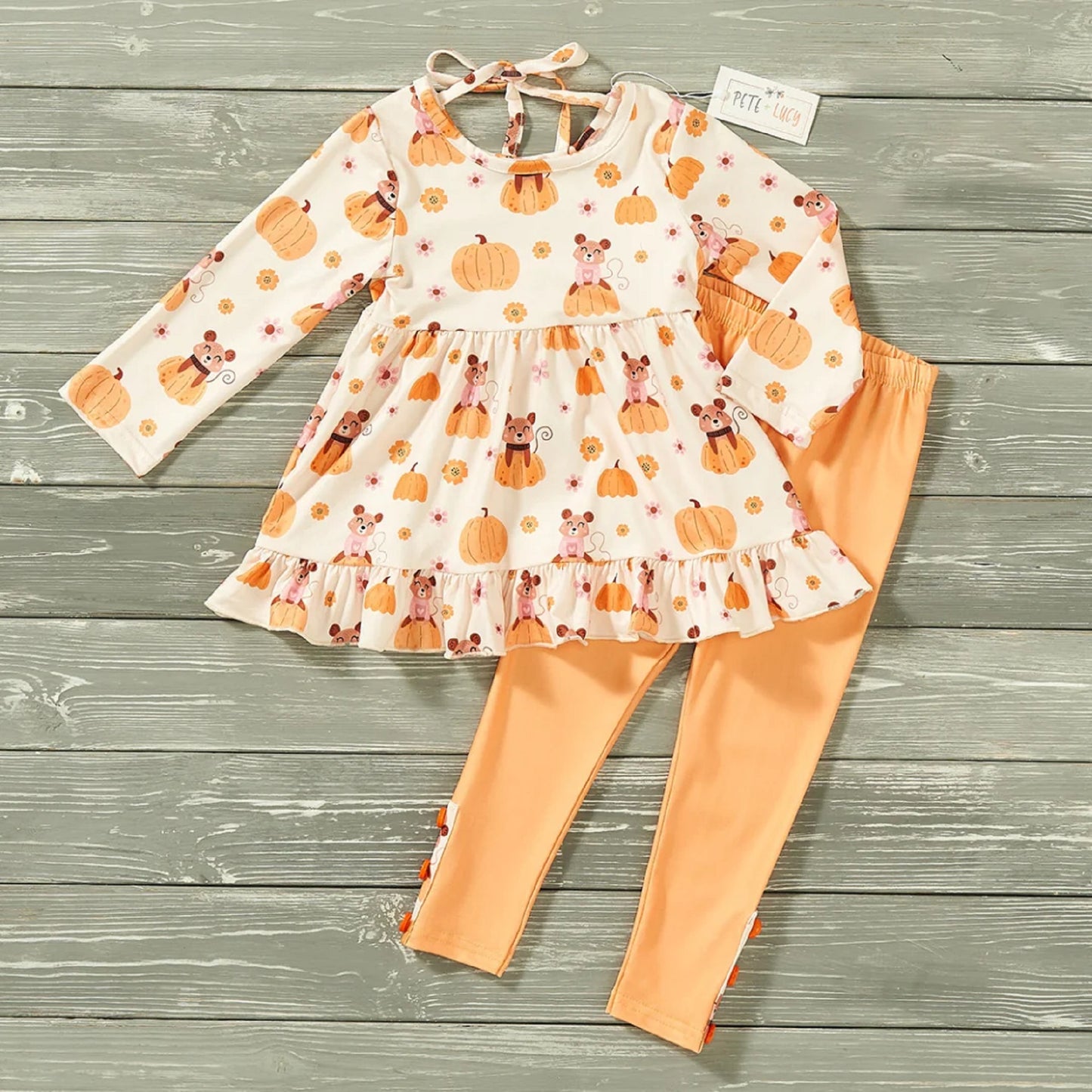 Pete & Lucy Pumpkin Patch Pals - Long Sleeve Pant Set