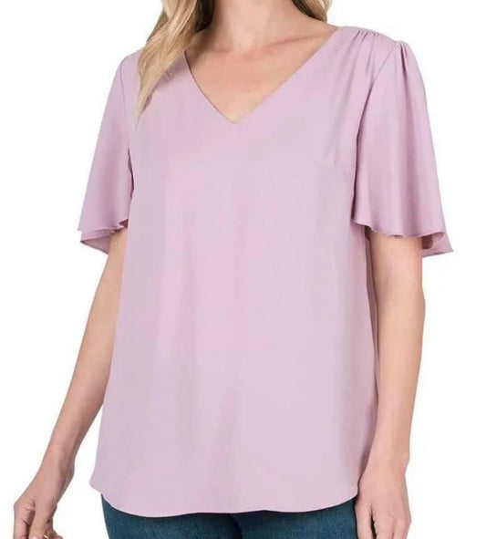 Ladies Short Sleeve Lilac Top