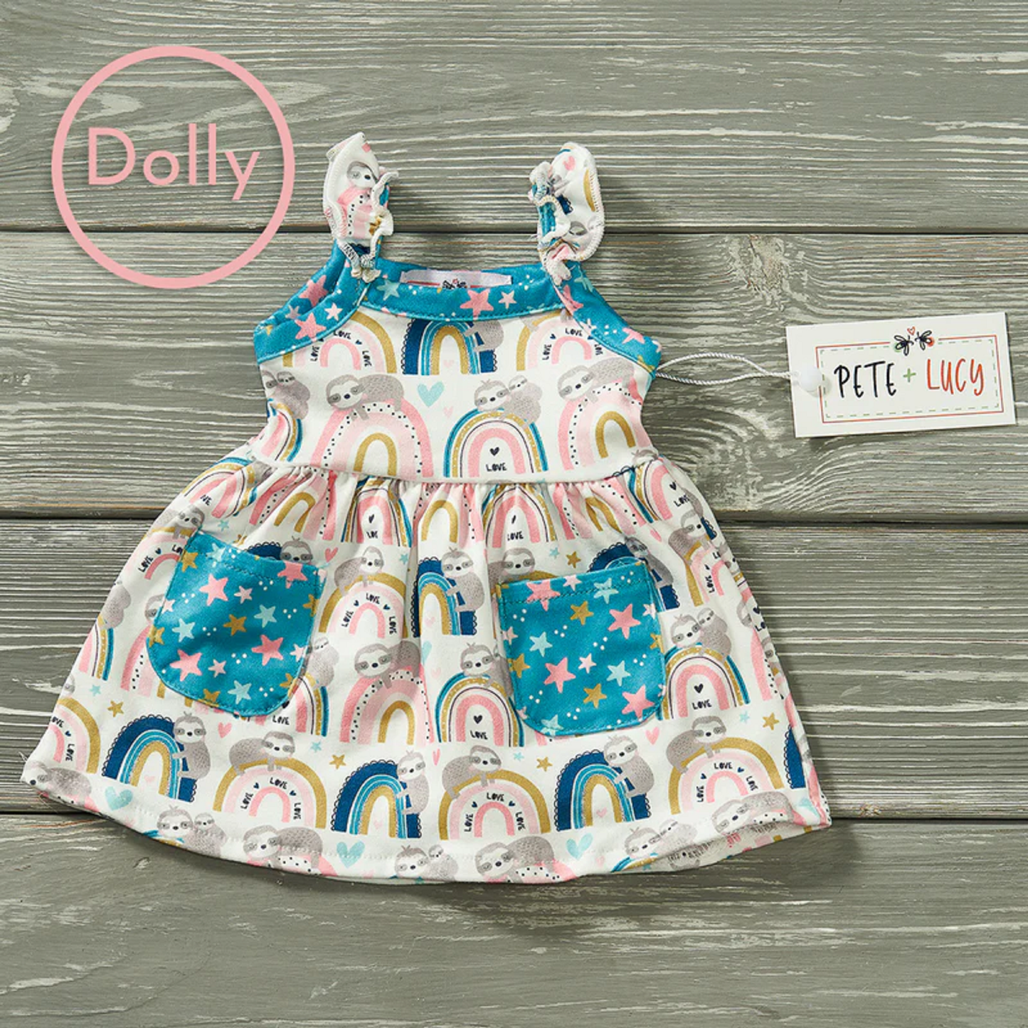 Pete + Lucy Rainbow Sloth DOLLY Dress