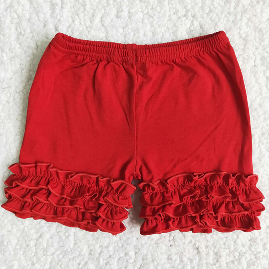 Red Triple Icing Ruffle Shorts