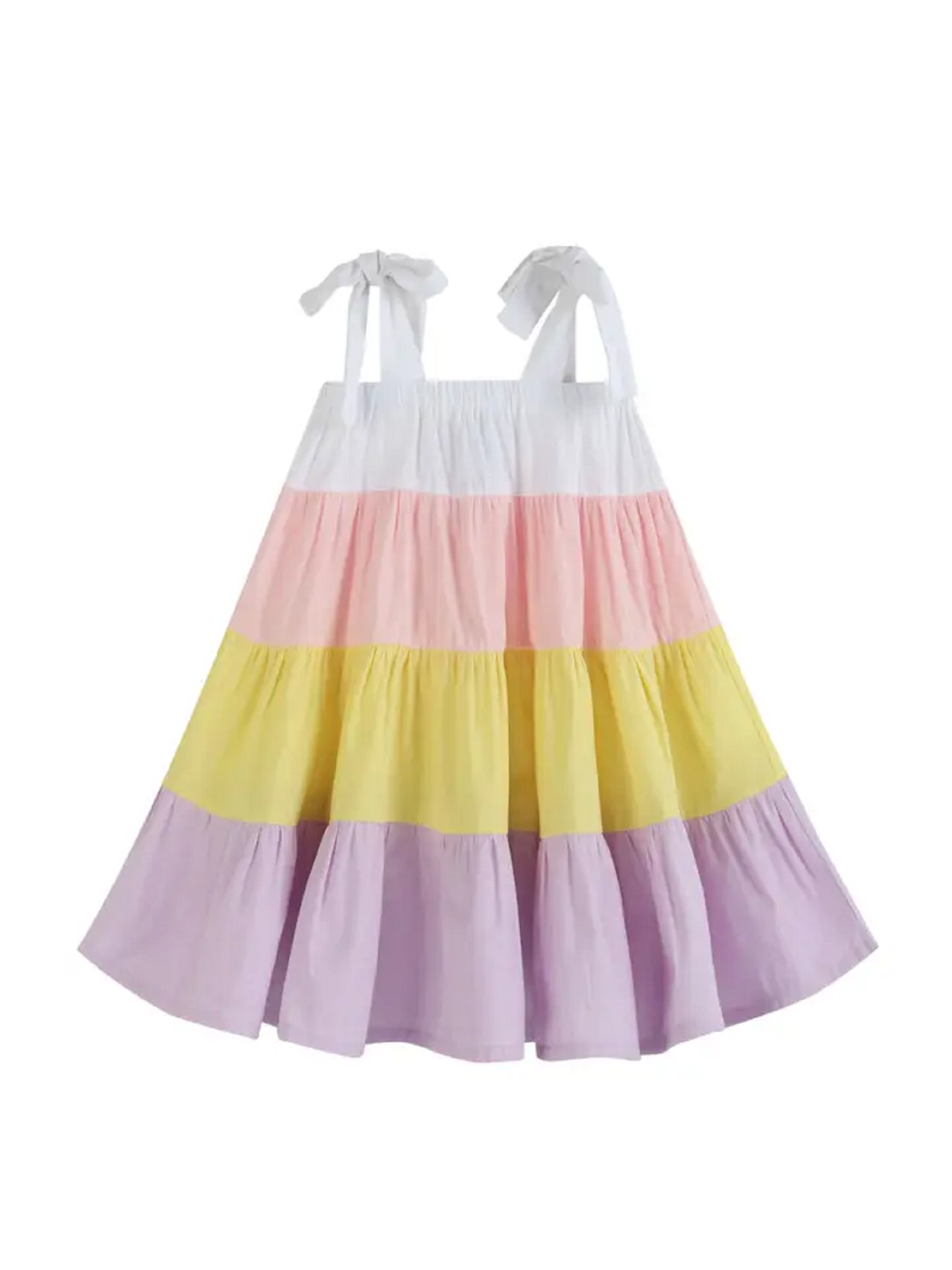 Lil Cactus Pink & Pastel Yellow Ruffle Shift Dress