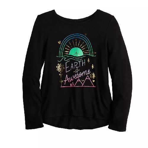 Girls SO® Graphic Tee Earth is so Awesome Long Sleeve