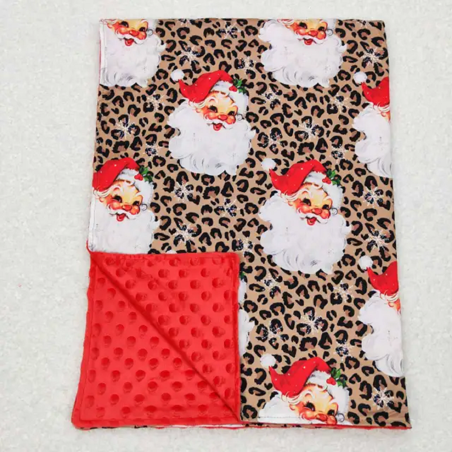 Santa Cheetah Minky Blanket