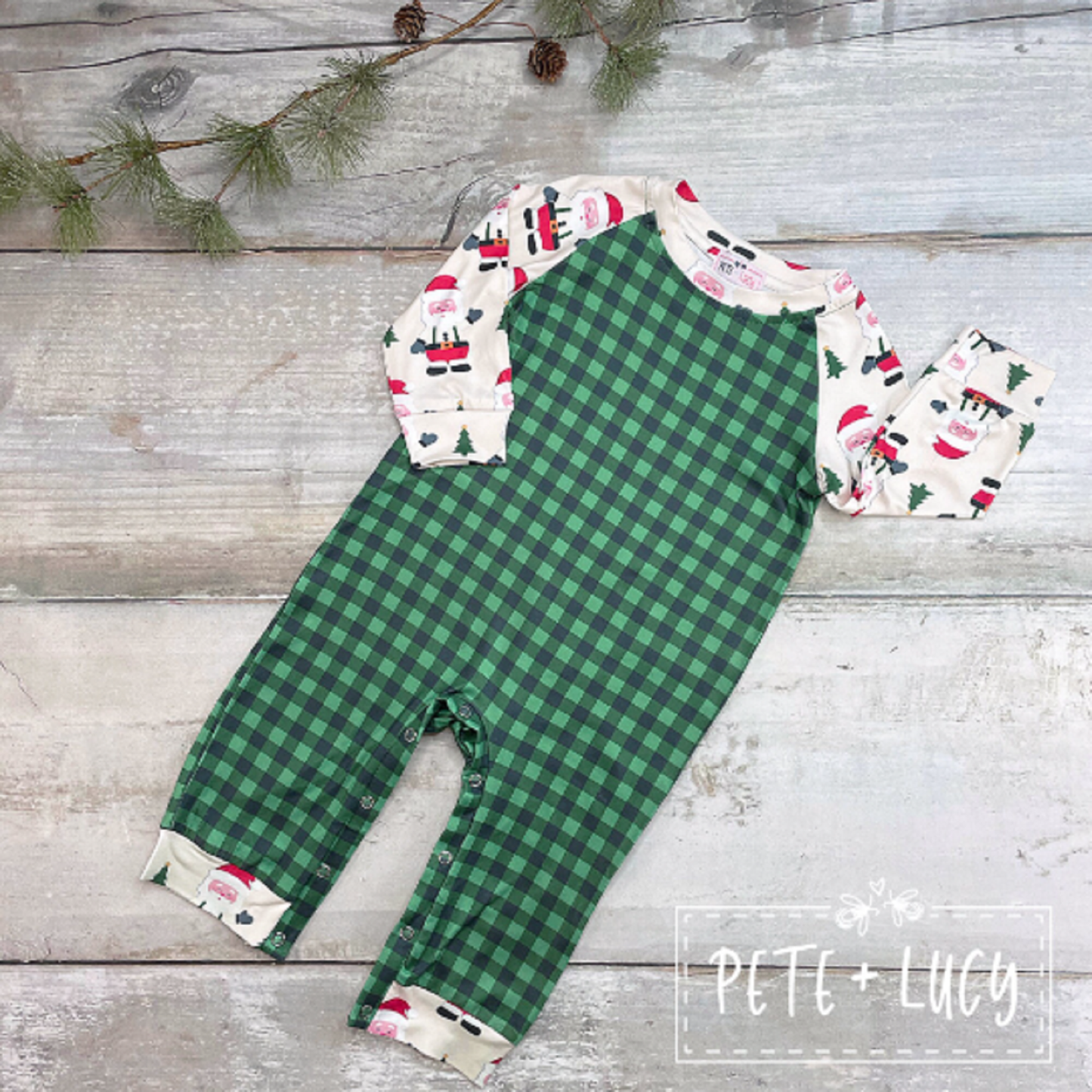 Pete + Lucy Hello Santa Boys Romper