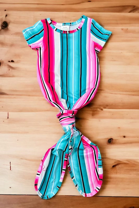 Fuschia and Turquoise Serape Newborn Gown