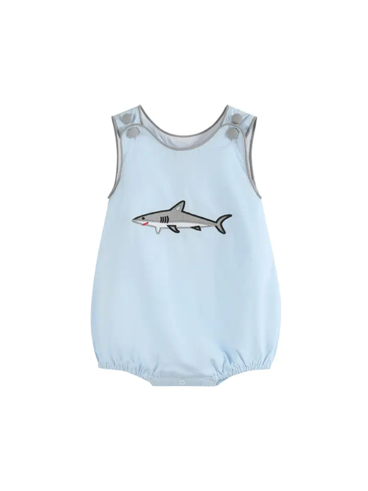 Lil Cactus Blue Shark Applique Bubble Romper