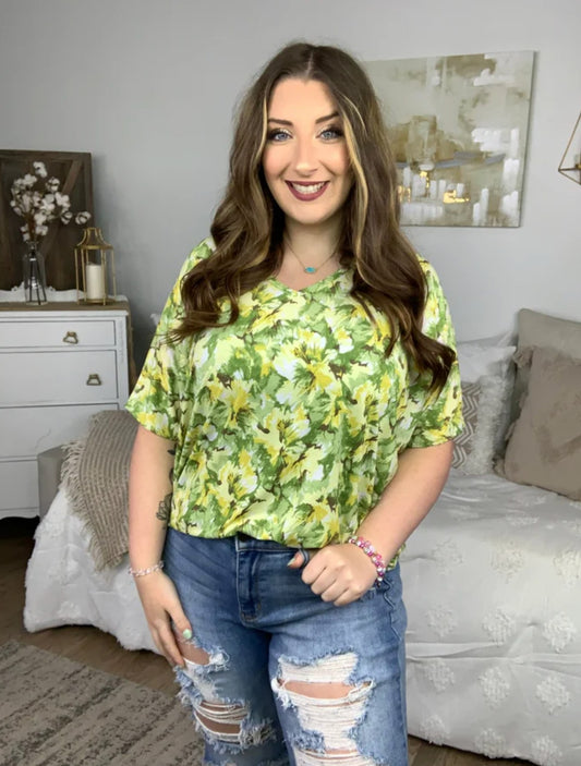 Green Floral Women's Shirt