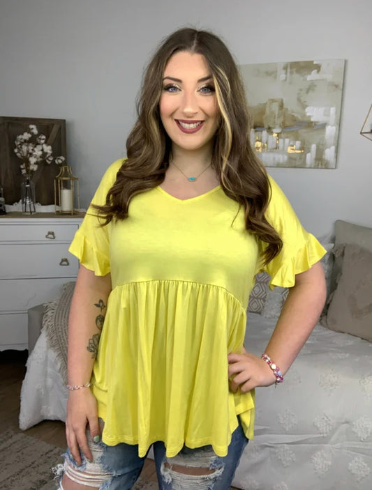 Yellow Women's V-Neck Shirt