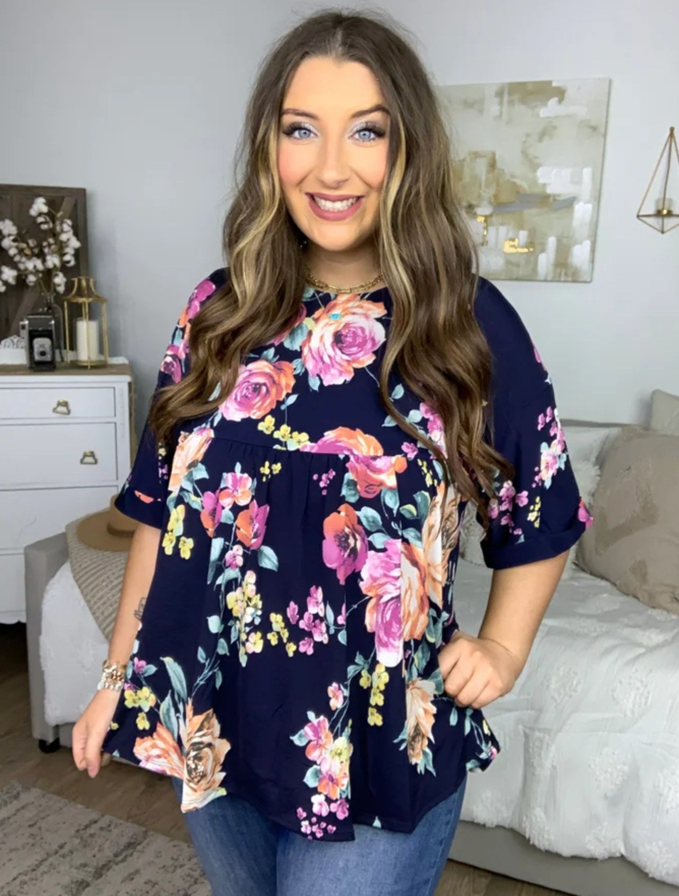 Blue Floral Women's Shirt