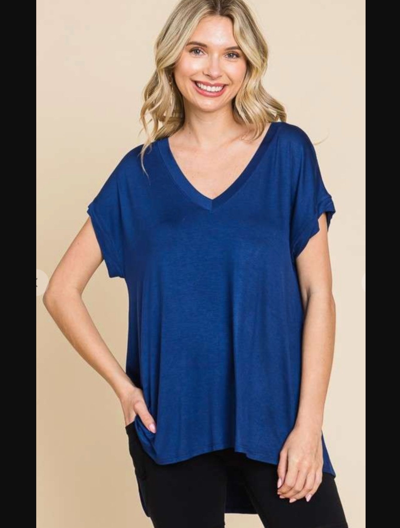 Blue Soft V-Neck Women's Shirt