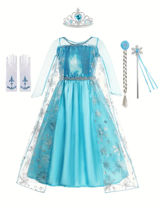 Blue Snowflake Princess Dress Up Dress No Accessories