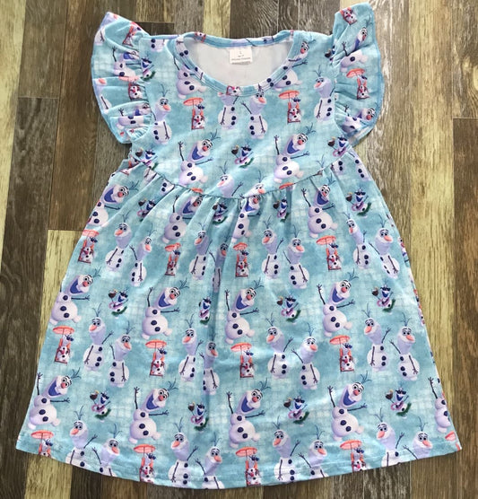 Happy Snowman Blue Dress