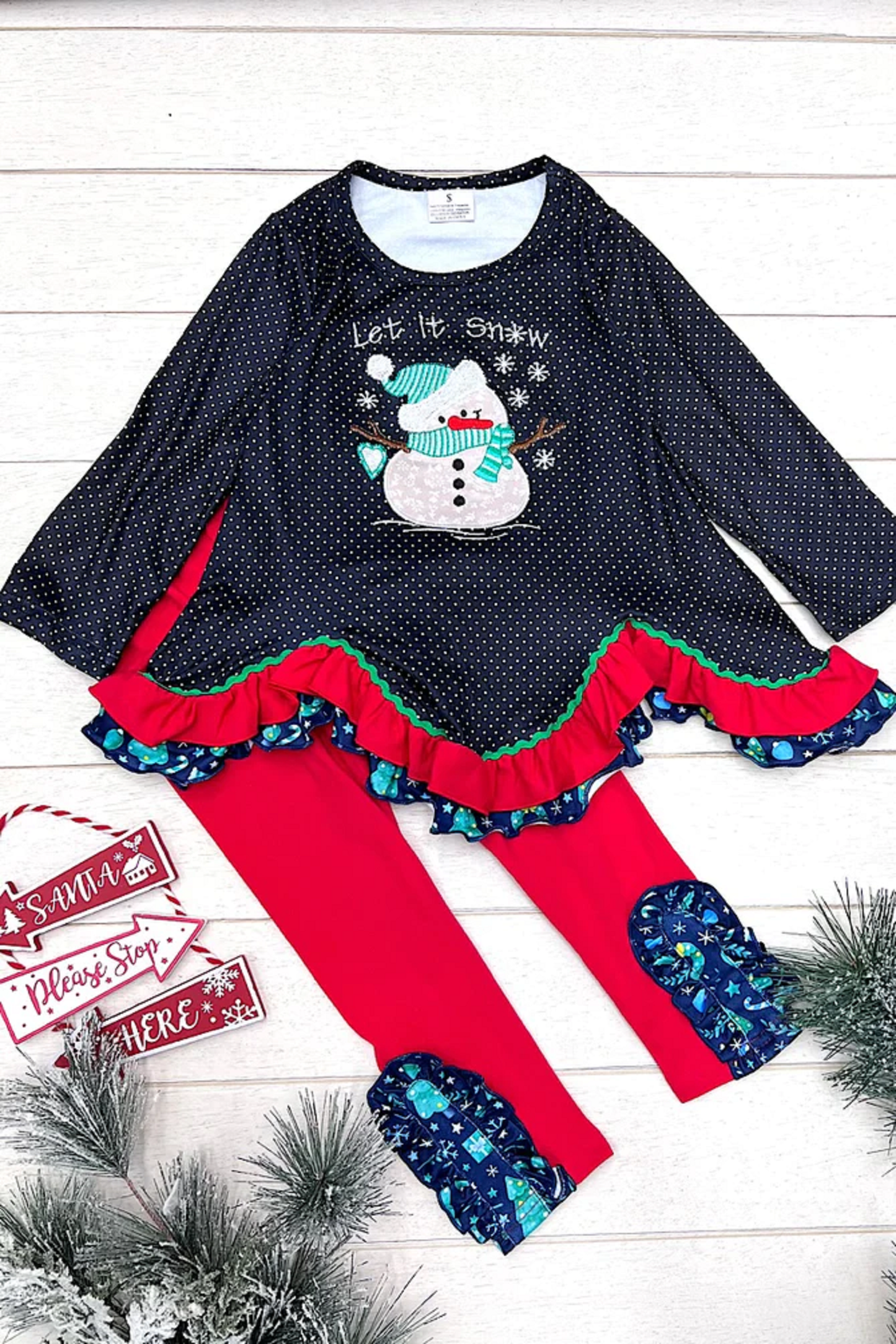 Girls Snow Applique Pant Set