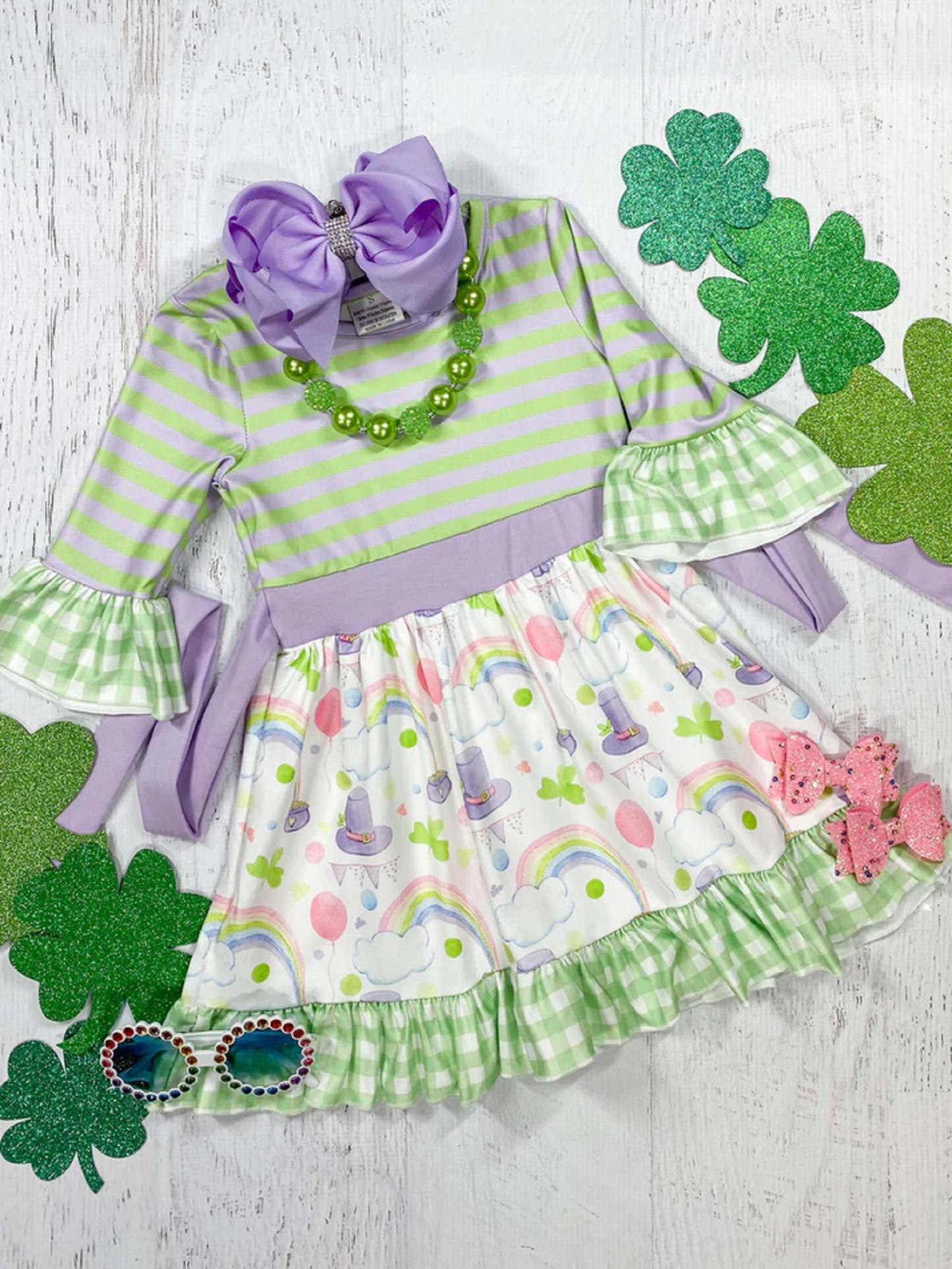 St Patrick's Rainbows and Gingham Dress