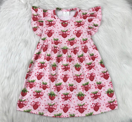 Sweet Strawberry Short Sleeve Dress