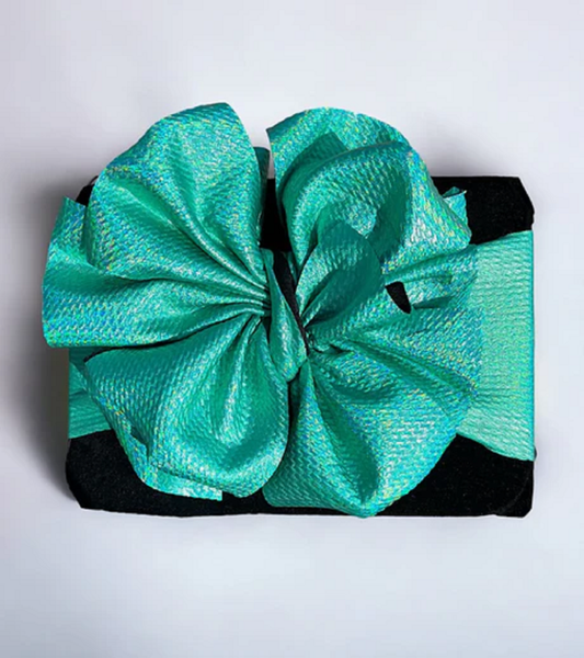 Teal Metallic Tassel Bow Headband