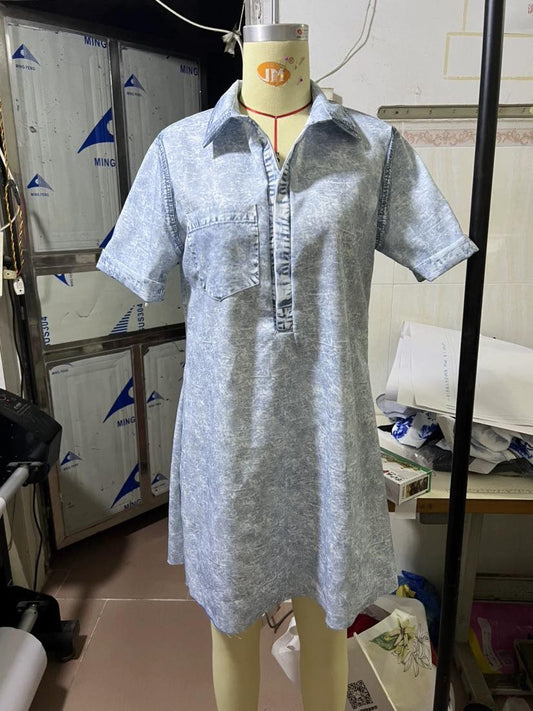 Ladies Short Sleeve Denim Dress