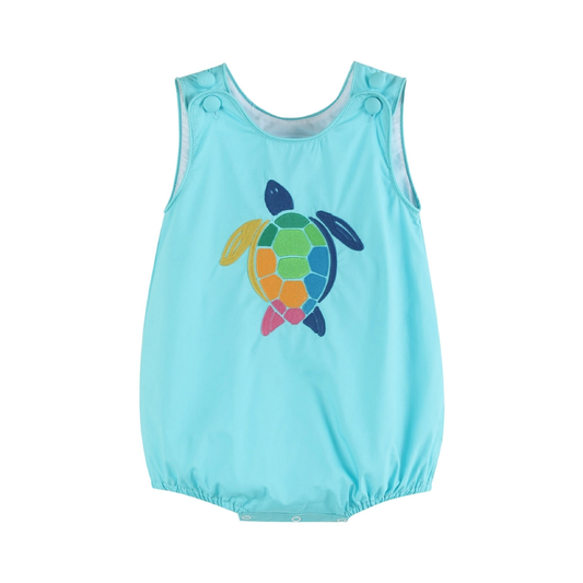 Lil Cactus Turquoise Turtle Bubble Romper