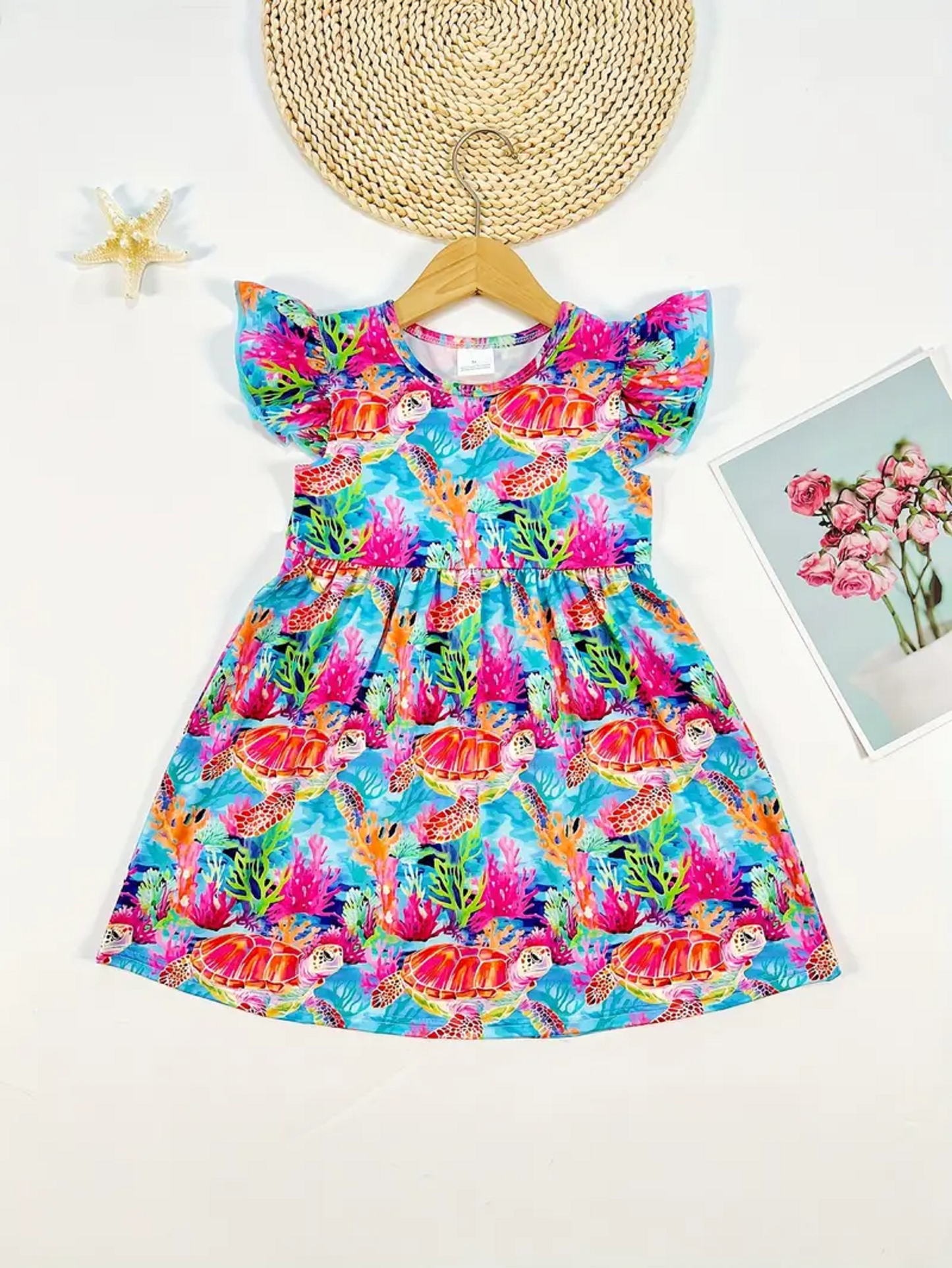 Girls Short Sleeve Turtle Dress