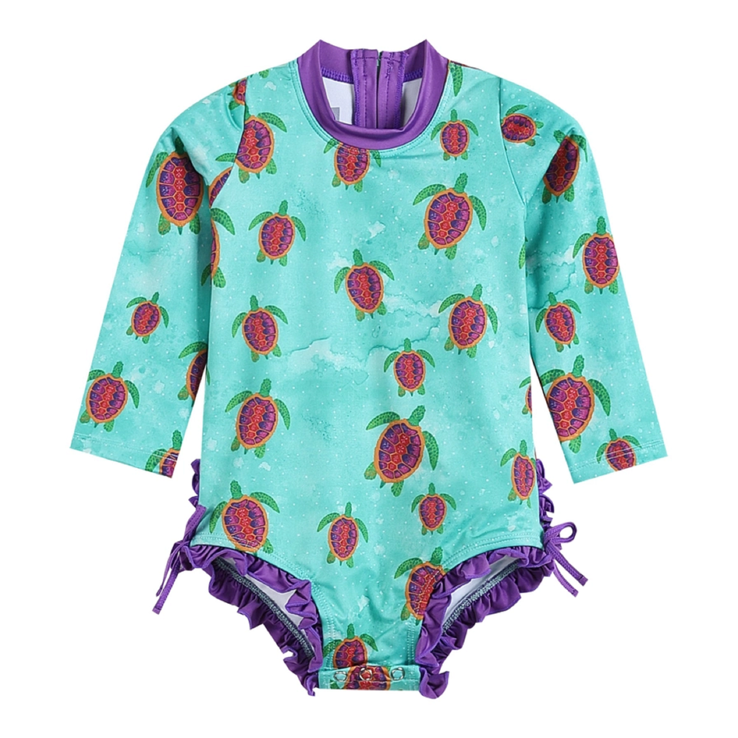 Lil Cactus Turquoise Turtle Ruffle Swimsuit