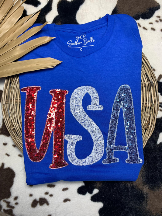 Blue USA Sequin Shirt