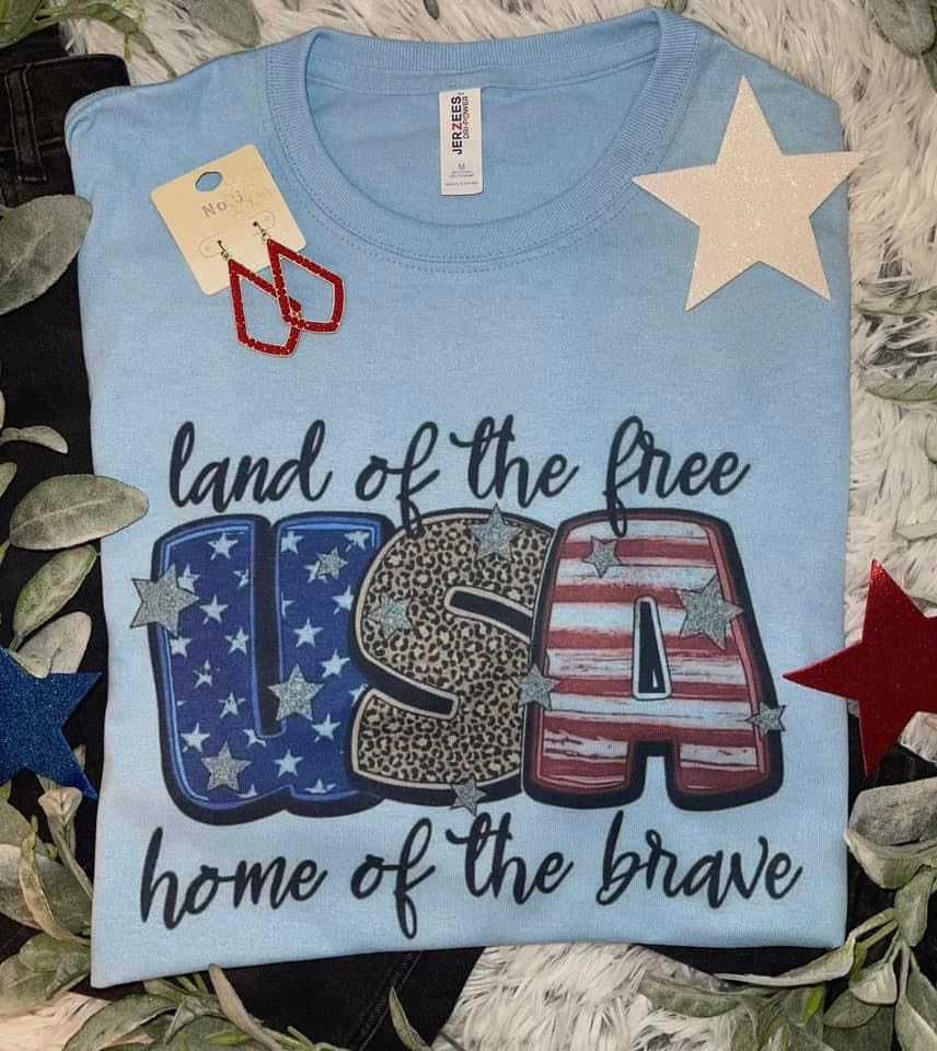 USA Land of the Free Home of the Brave Tshirt