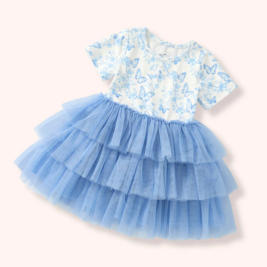 Pete + Lucy Vintage French Fairytale Short Sleeve Tulle Ruffle Dress