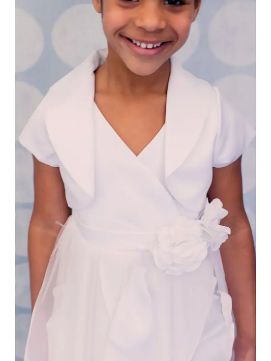 Girls White Satin Bolero/Shrug