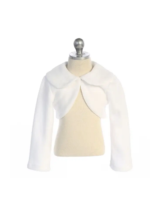 Girls Classic Fleece White Bolero/Shrug