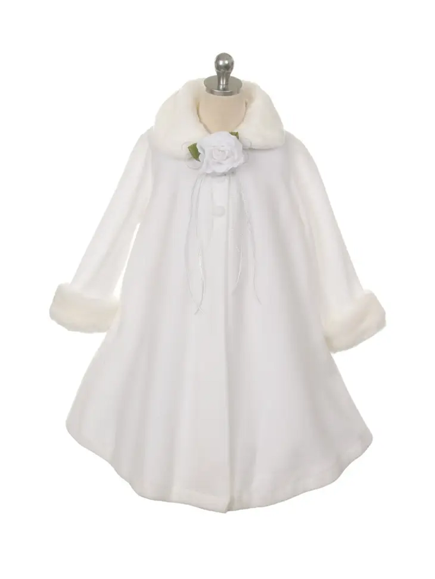 Girls White Fleece Cape Style Jacket